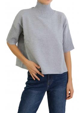 Maglione collo alto mezza manica 